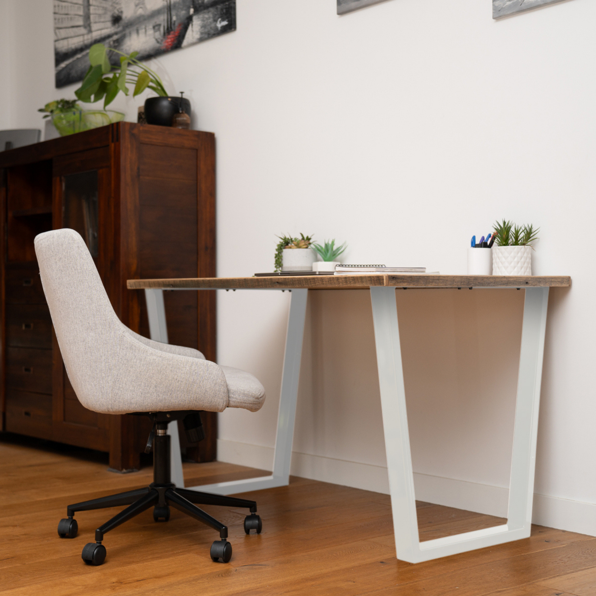 Santos Steel Tube Desk Leg White - Image 2