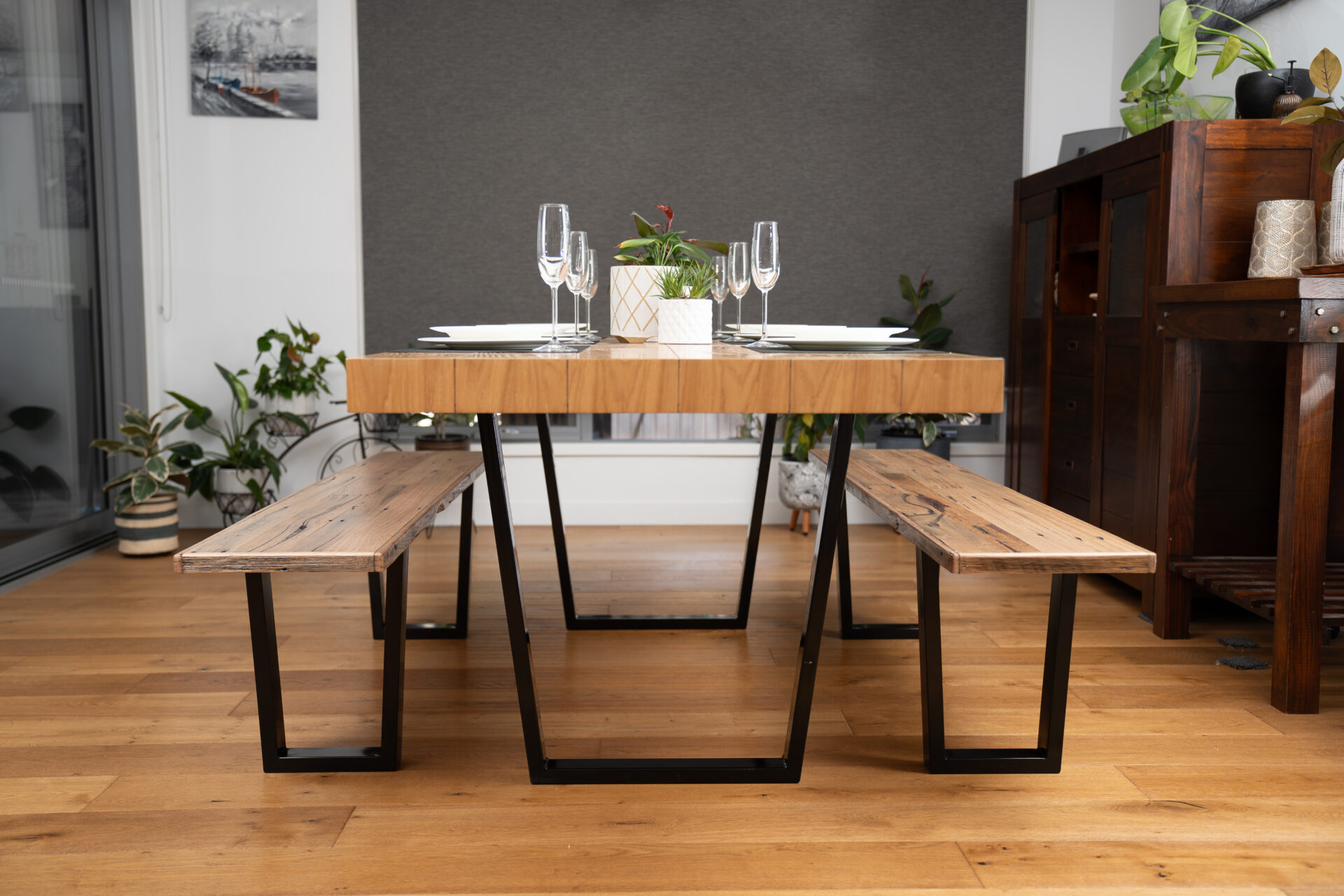 Steel Tube Leon Table Leg 700 x 732 x 50mm BLK - Image 4