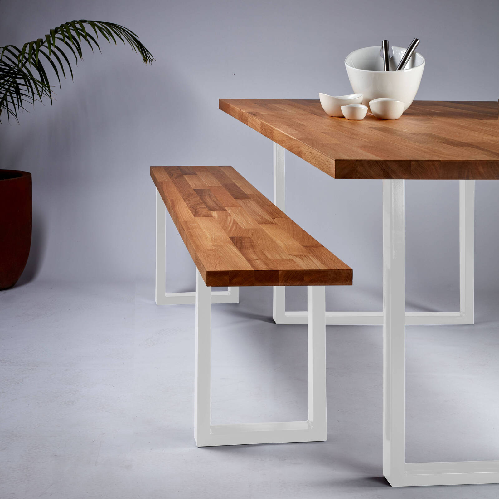 Rio Steel Tube Bench Seat Leg WHT - Image 2