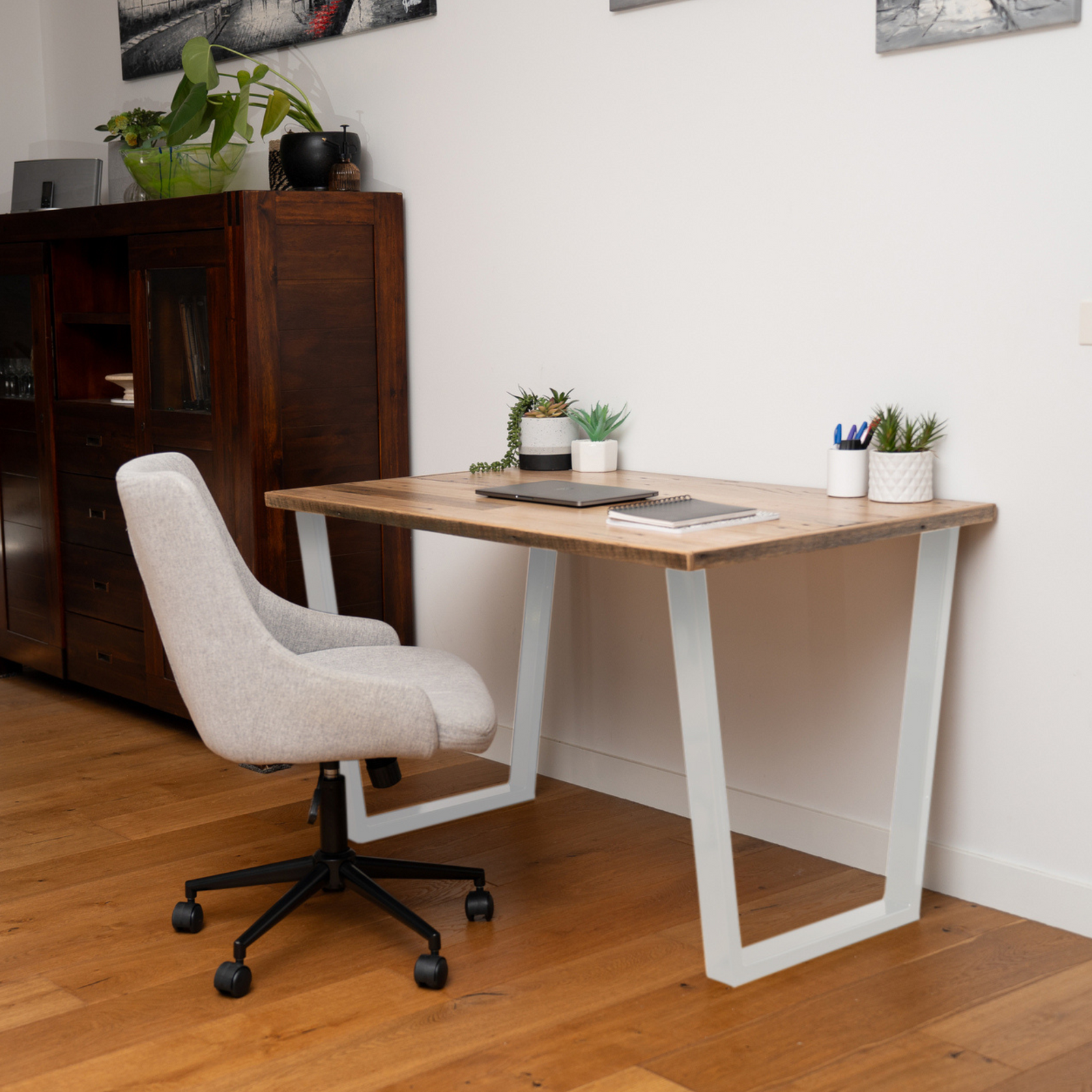 Steel Tube Leon Desk Leg 500 x 732 x 50mm WHT - Image 4