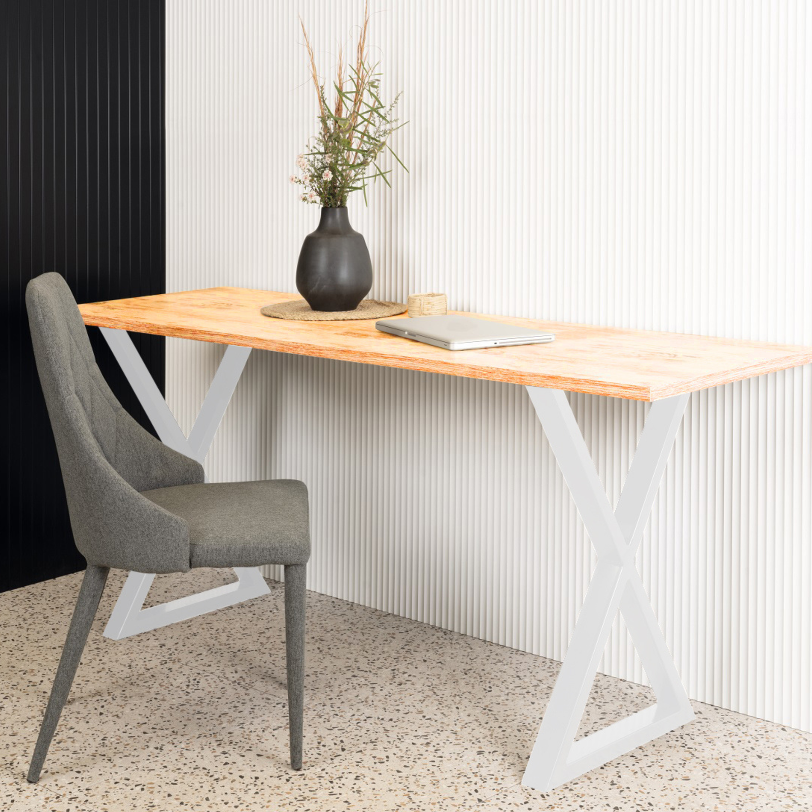 San Pedro Steel Tube Desk Leg White - Image 3