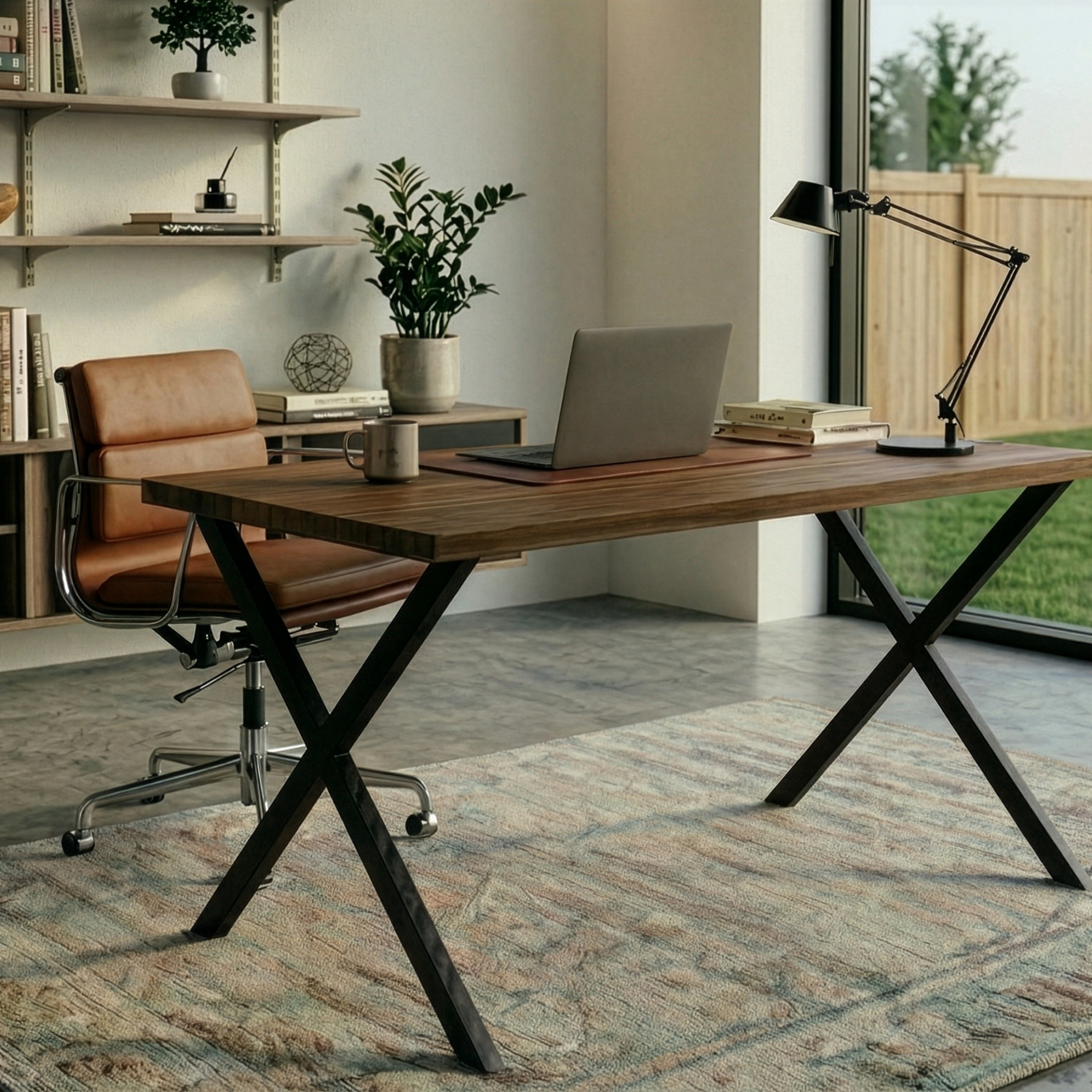 Masaya Steel Tube Desk Leg Black 500 x 732 x 50mm - Image 4