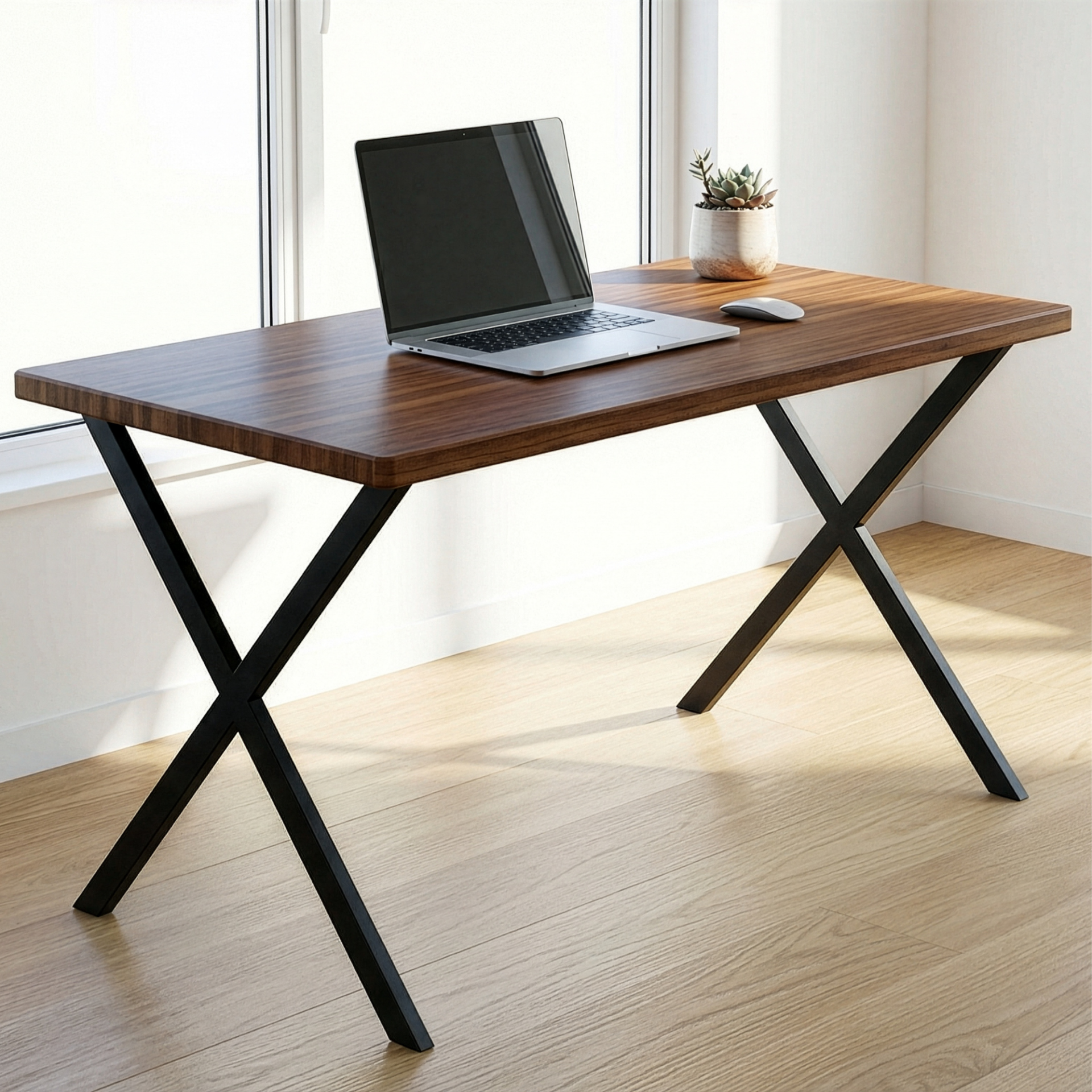 Masaya Steel Tube Desk Leg Black 500 x 732 x 50mm - Image 3