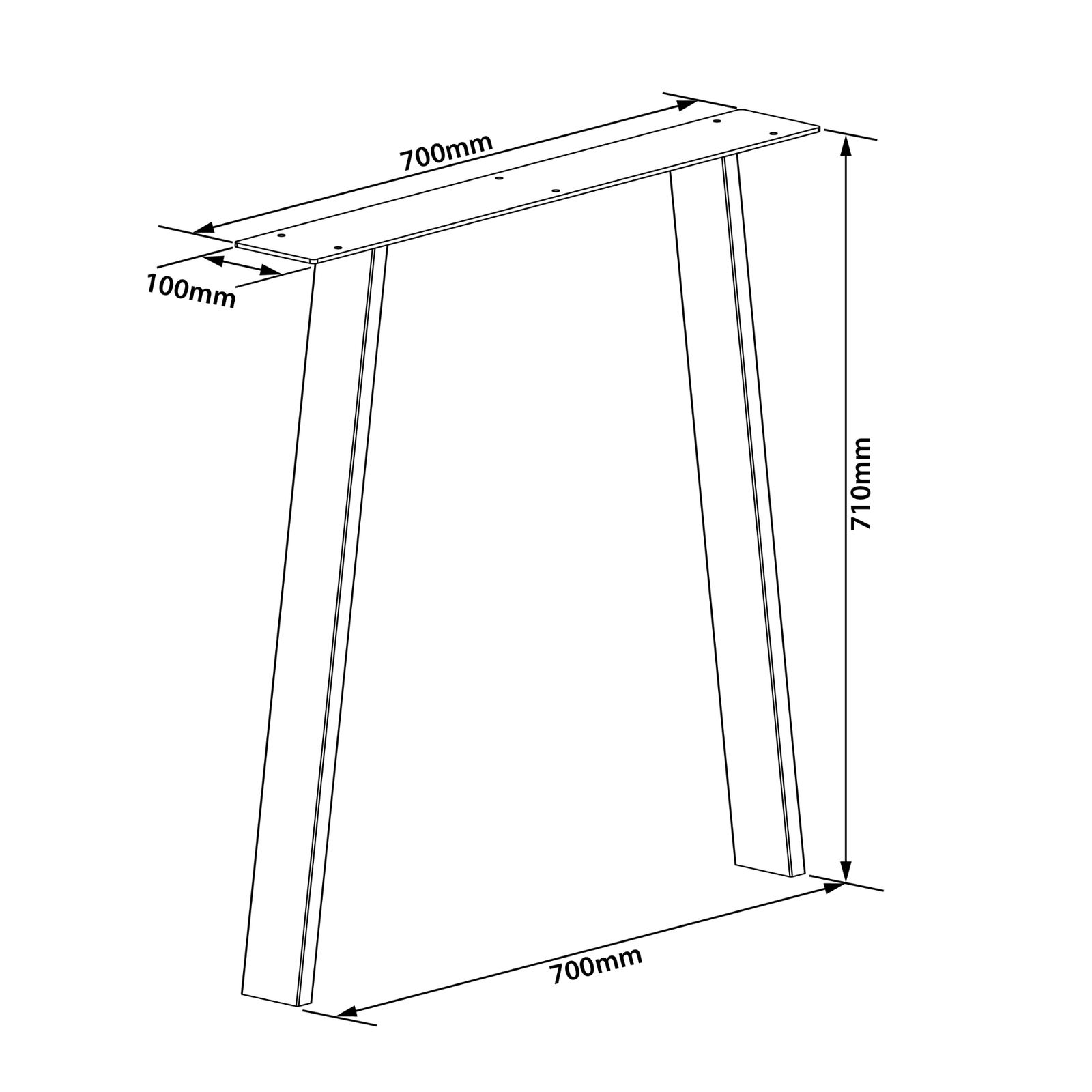 Soho Furniture Lean Leg 700x100x710mm Black 2 Pack - Image 5