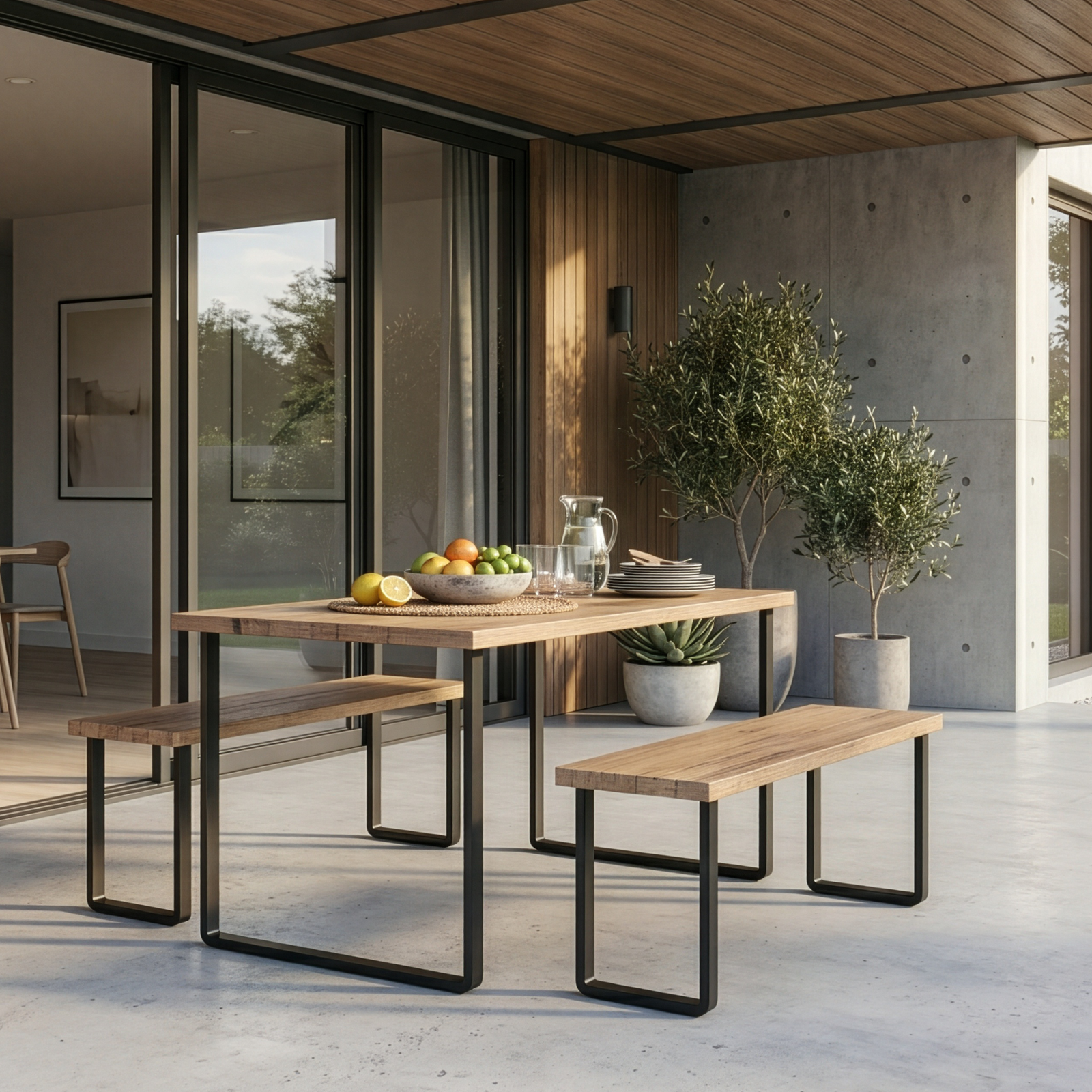 Tikal Black Steel Tube Bench Leg 300 x 450 x 50mm - Image 2