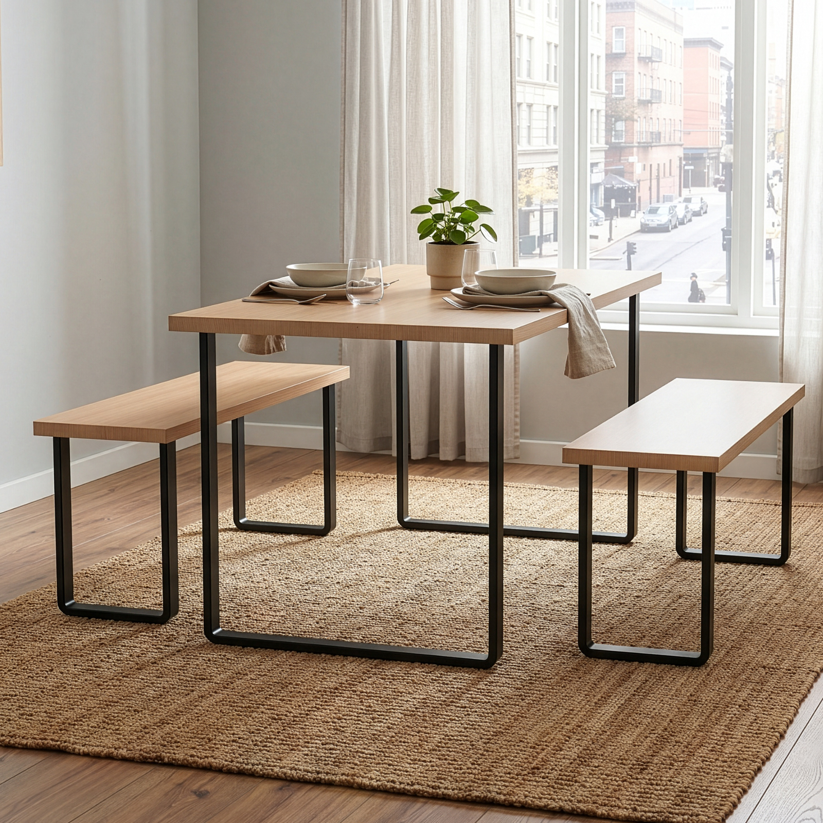 Tikal Black Steel Tube Bench Leg 300 x 450 x 50mm - Image 3