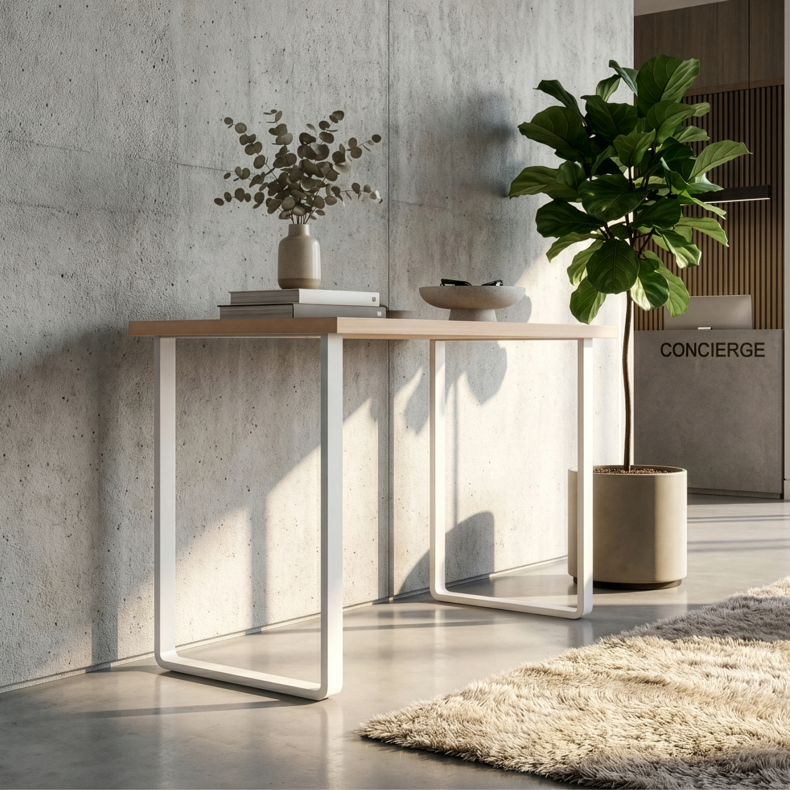 Tikal White Steel Tube Desk Leg 500 x 732 x 50mm - Image 3