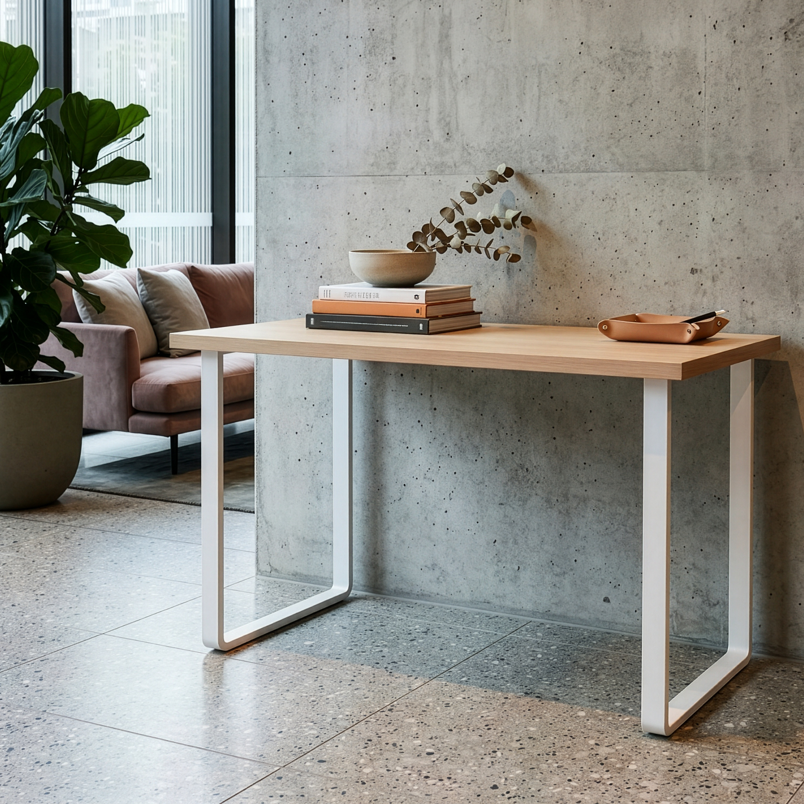 Tikal White Steel Tube Desk Leg 500 x 732 x 50mm - Image 4